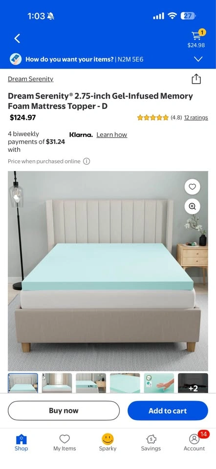 Gel Memory Foam Mattress Topper – Double/Full - 2.75 inches - photo 3