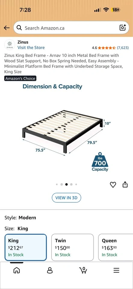 King Size Bed Frame - Metal - photo 3
