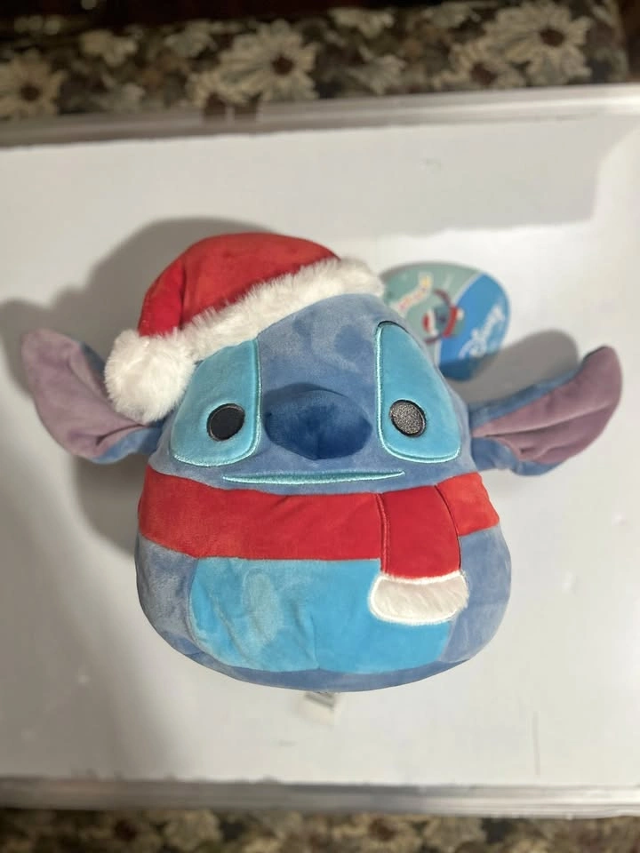 Squishmallow Stitch Santa Christmas Plush 10in