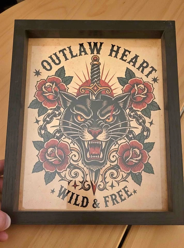 Outlaw Heart Panther Tattoo Style Framed Art