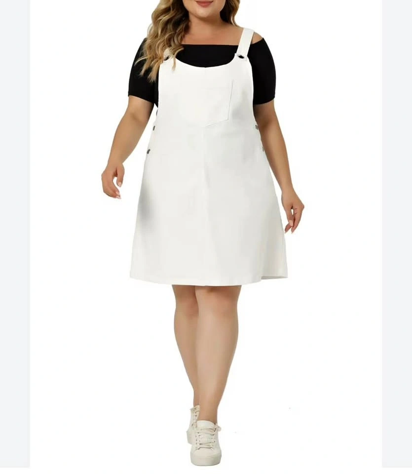 White Denim Overall Dress-3XL