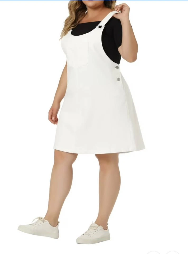 White Denim Overall Dress-3XL - photo 4