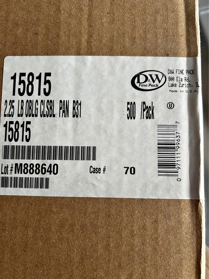 New D&W Fine Pack 15815 Aluminum Oblong Pans - Case of 500