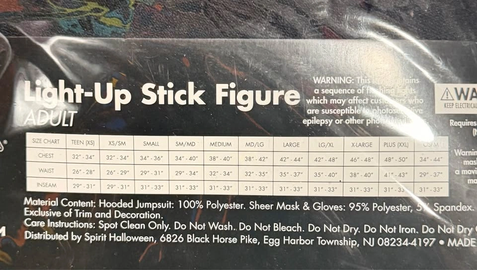 NEON STICK FIGURE COSTUME (ADULT LARGE) - photo 2