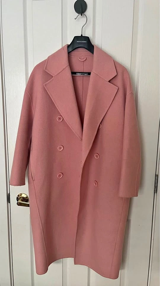Brand New 100% Wool Pink Double-Breasted Overcoat