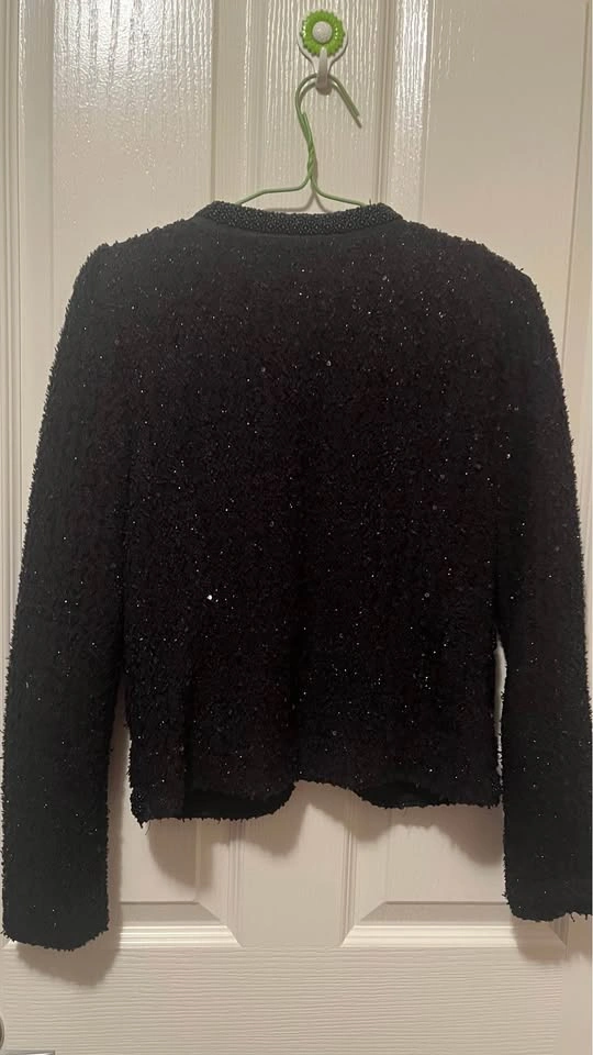 Black Tweed Jacket / Open-Front Cropped Blazer – Like New - photo 2