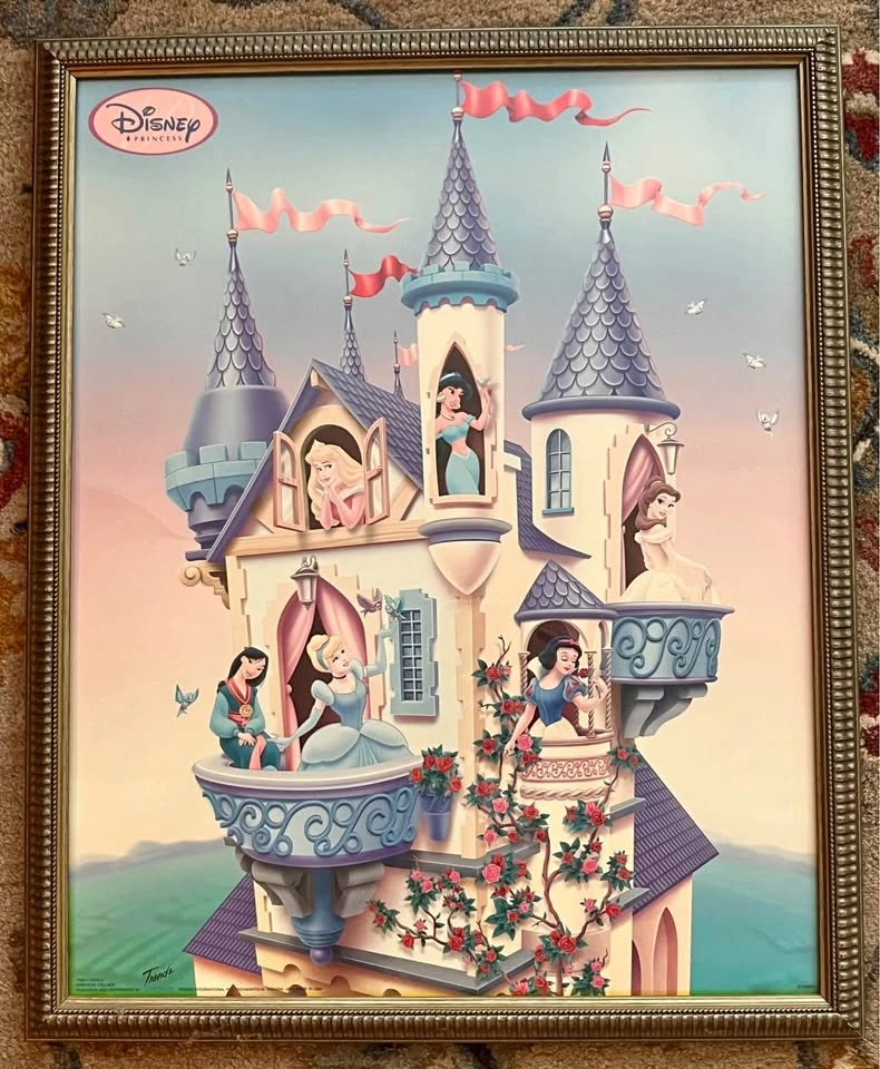 Large 2000s Disney Princesses Framed Poster