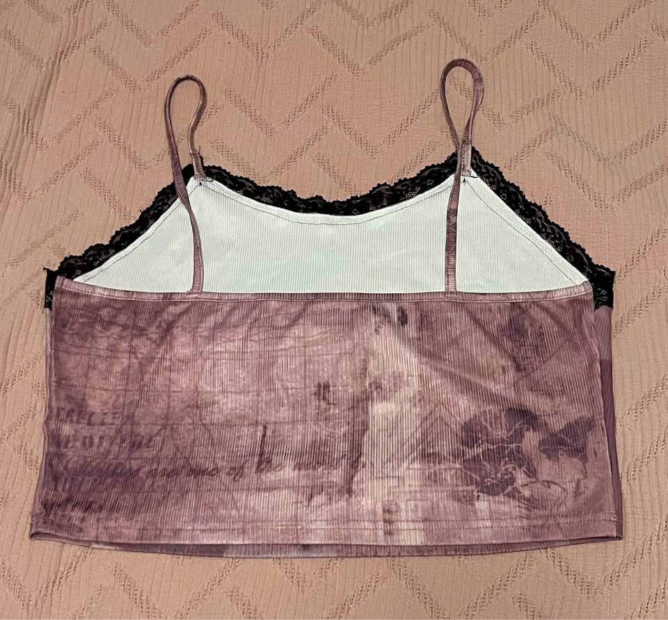 Mushroom Fairycore Lace Cropped Tank Top - photo 2