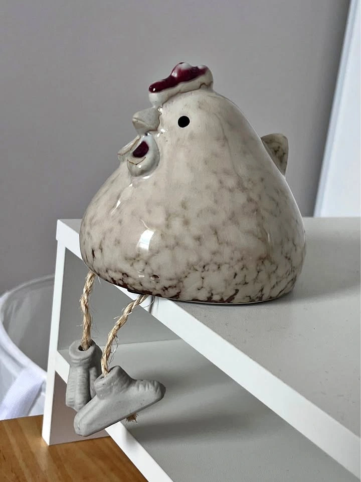 Funny Glazed Ceramic Shelf Sitter Chicken