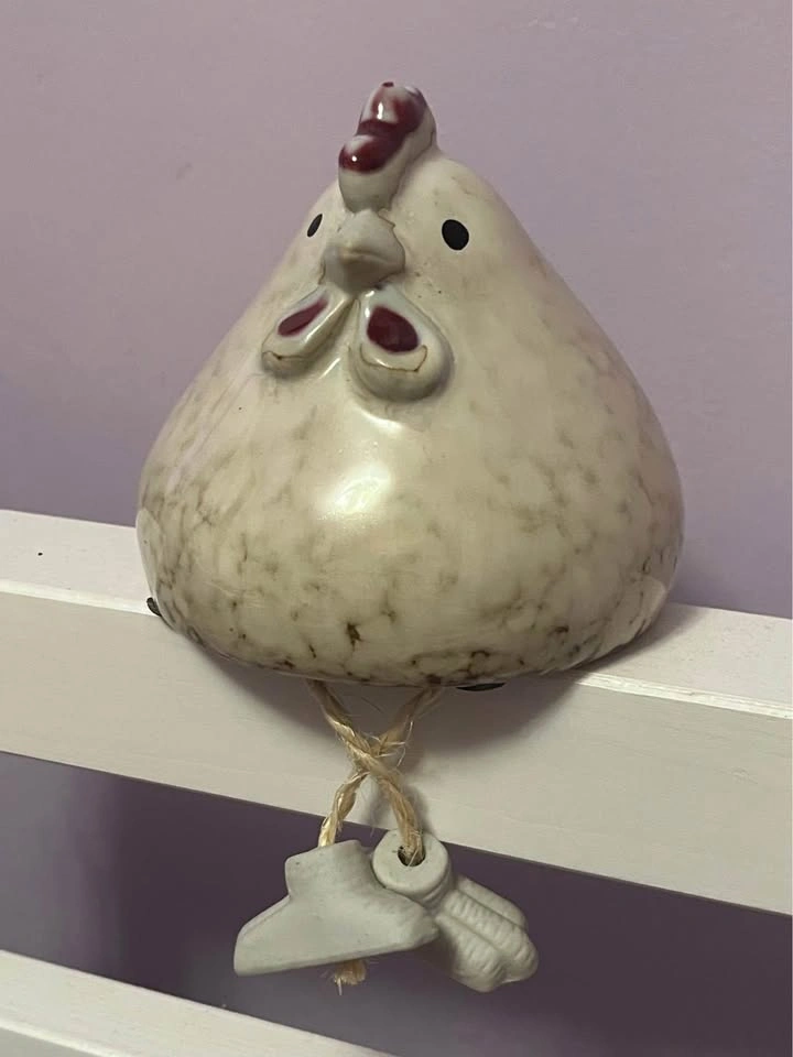 Funny Glazed Ceramic Shelf Sitter Chicken - photo 3