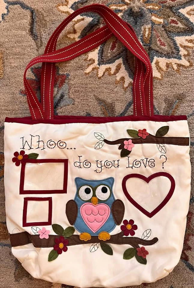 Whoo…Do You Love? Big Fabric Tote Bag With Pockets