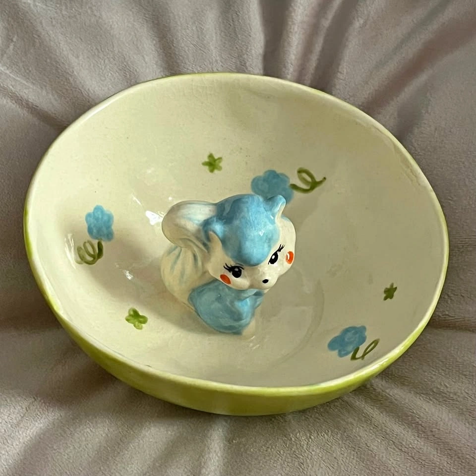 Handmade Vintage Style Skunk Ceramic Trinket Bowl