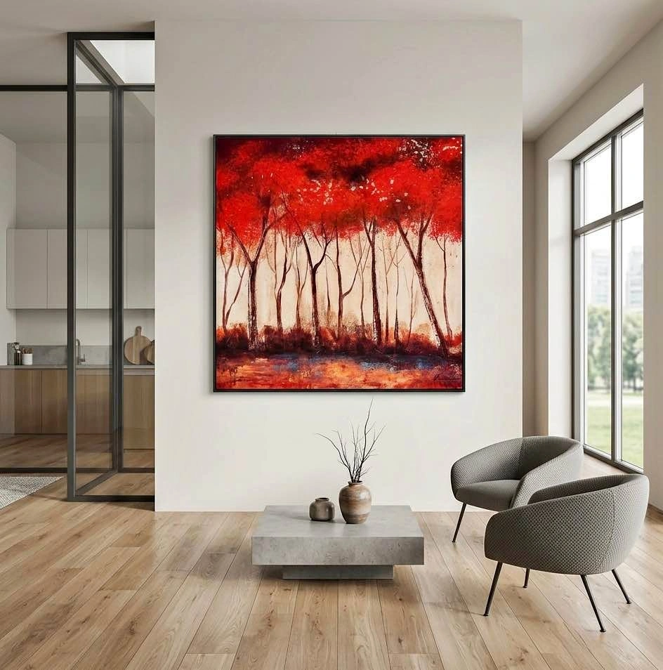 Dominic Lecavalier "The Ruby Forest" Large Canvas Art 40x40