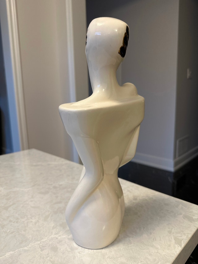 Vintage 1980s ceramic woman bust sculpture in Art Deco style - photo 4