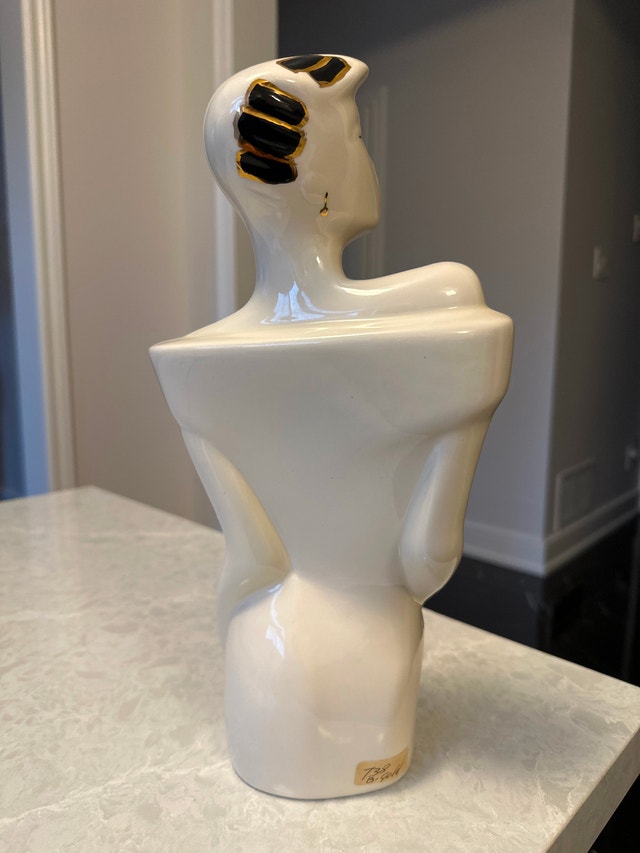 Vintage 1980s ceramic woman bust sculpture in Art Deco style - photo 5