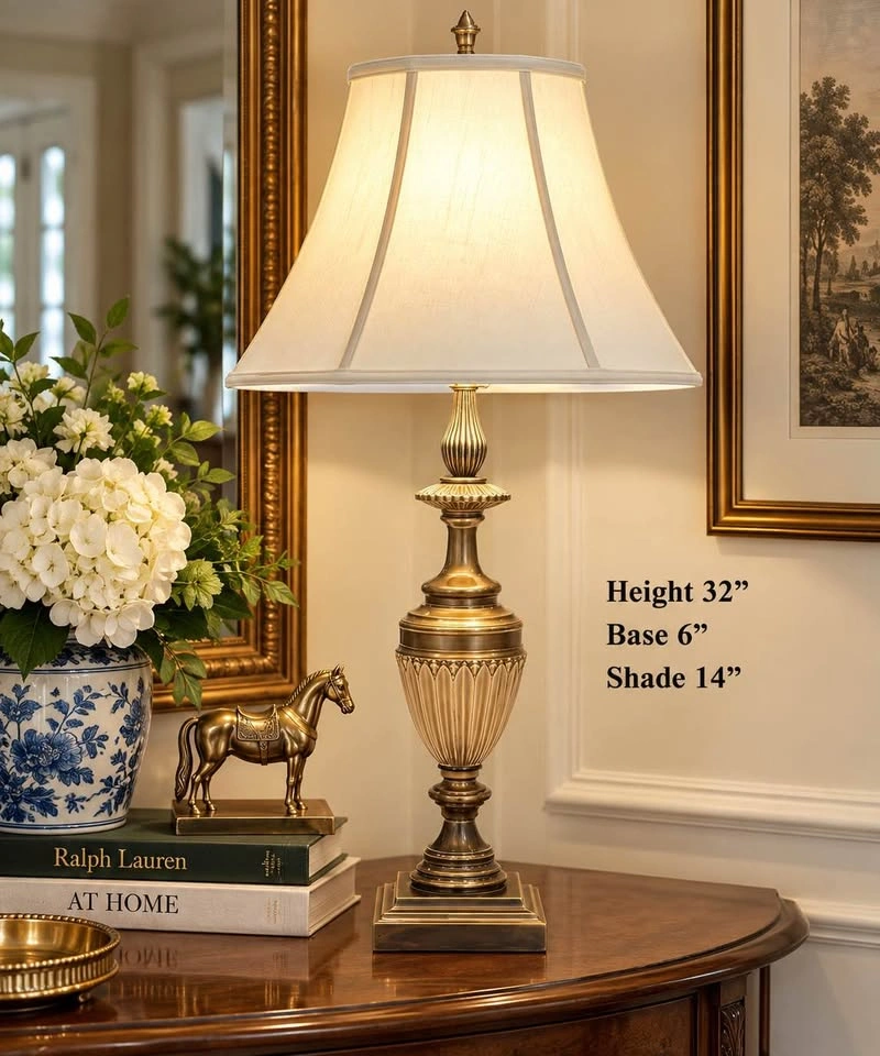 Table Lamp Hollywood Regency Vintage Antique Brass - photo 2