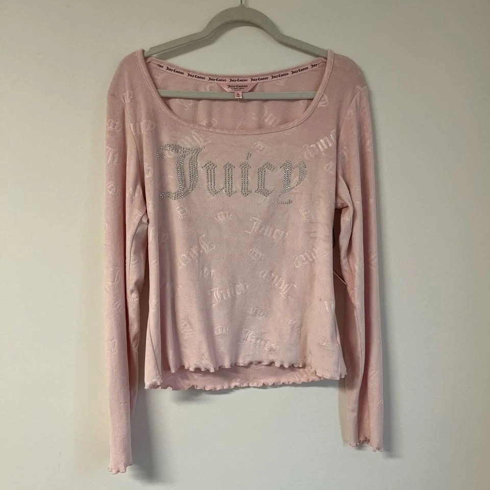 Juicy Couture Embellished Pink Sleepwear Tee XL NWT - Minor Wash - photo 2