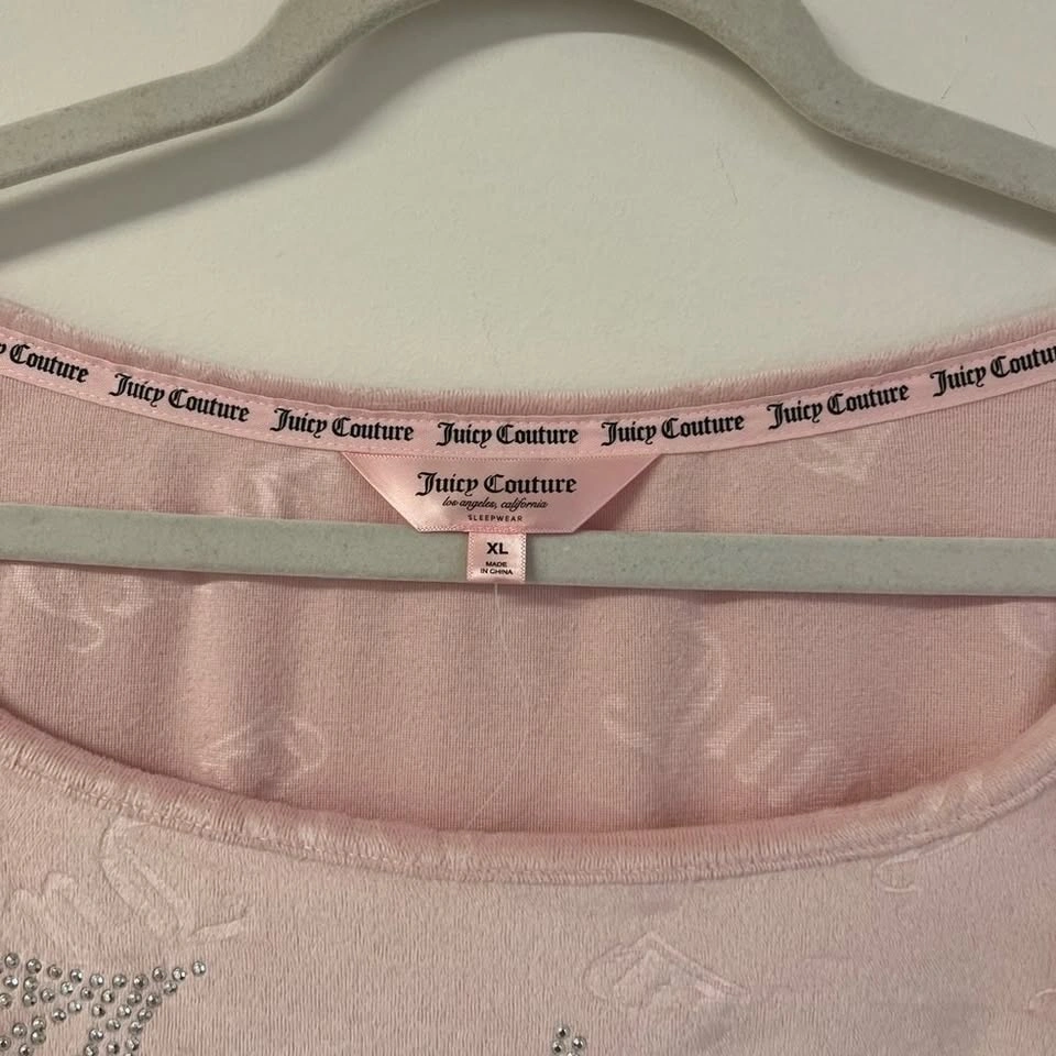 Juicy Couture Embellished Pink Sleepwear Tee XL NWT - Minor Wash - photo 3
