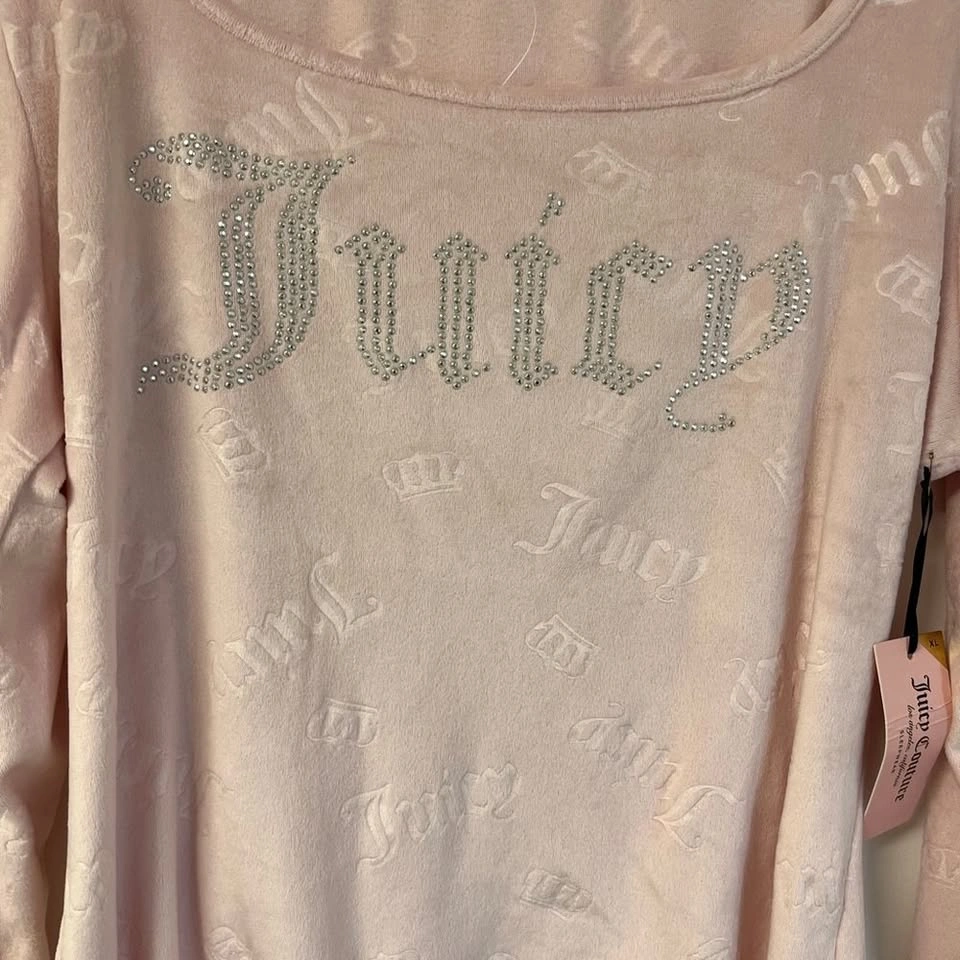 Juicy Couture Embellished Pink Sleepwear Tee XL NWT - Minor Wash - photo 5