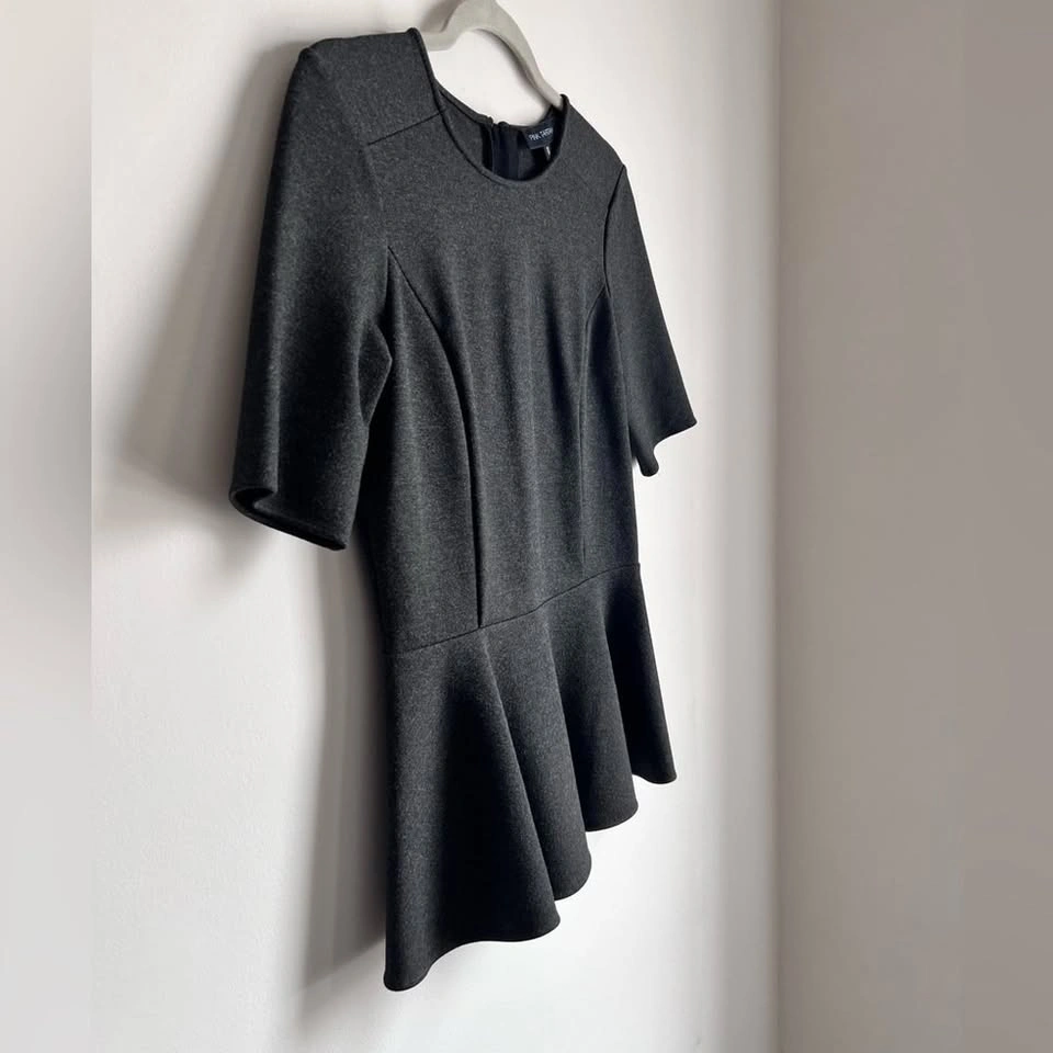 Pink Tartan Charcoal Grey Structured Peplum Knit Top - XS - photo 5