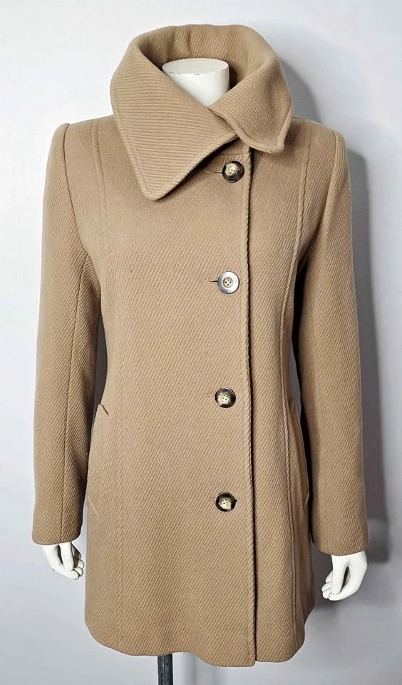 Vintage Martoni Camel Wool & Cashmere Funnel Neck Coat