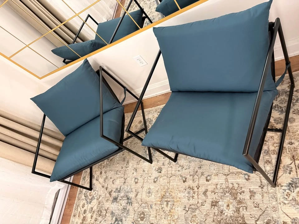 2-Piece Costway Indoor/Outdoor Sling Accent Chairs – Black/Blue - photo 3