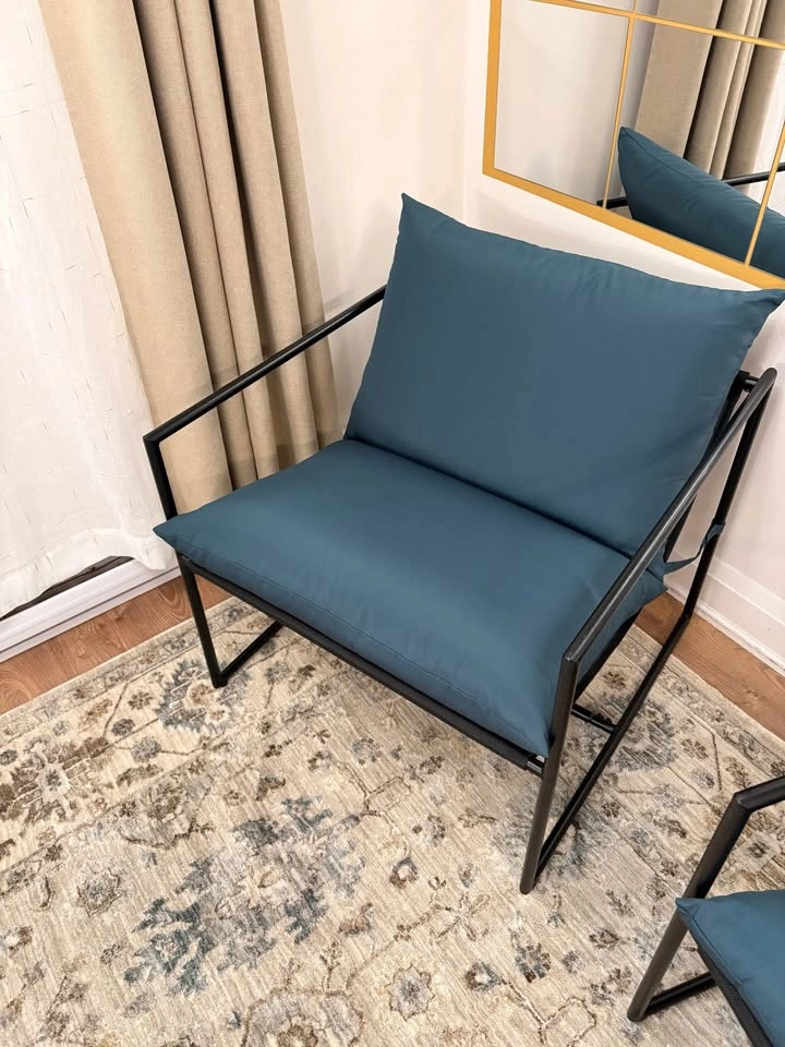 2-Piece Costway Indoor/Outdoor Sling Accent Chairs – Black/Blue - photo 4