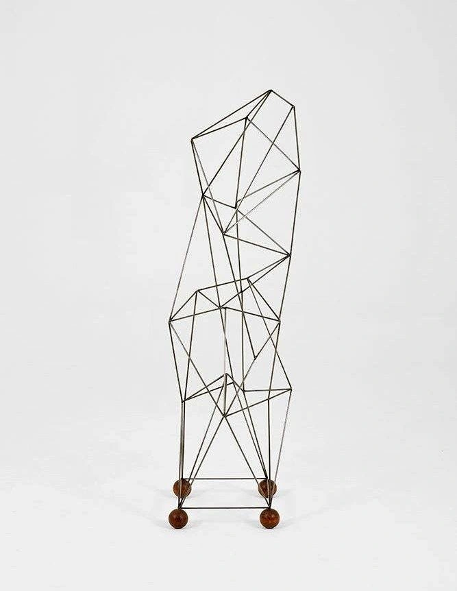 Large metal wire geometric floor sculpture