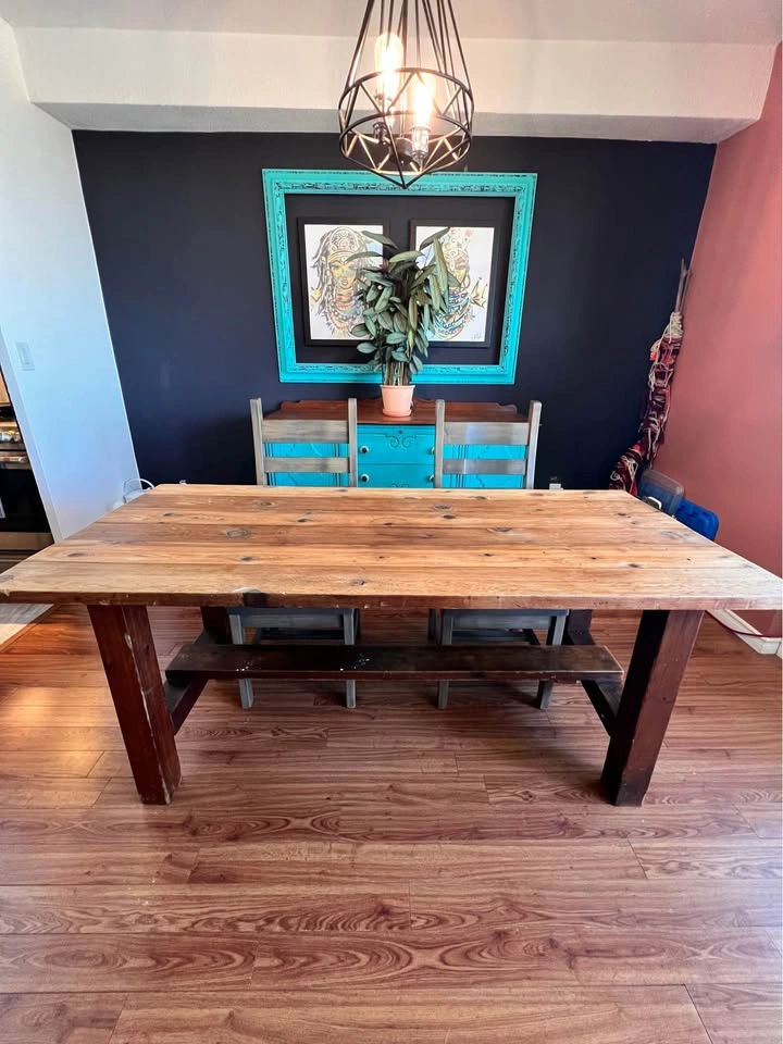 Solid Vintage Wood Dining Table - photo 5