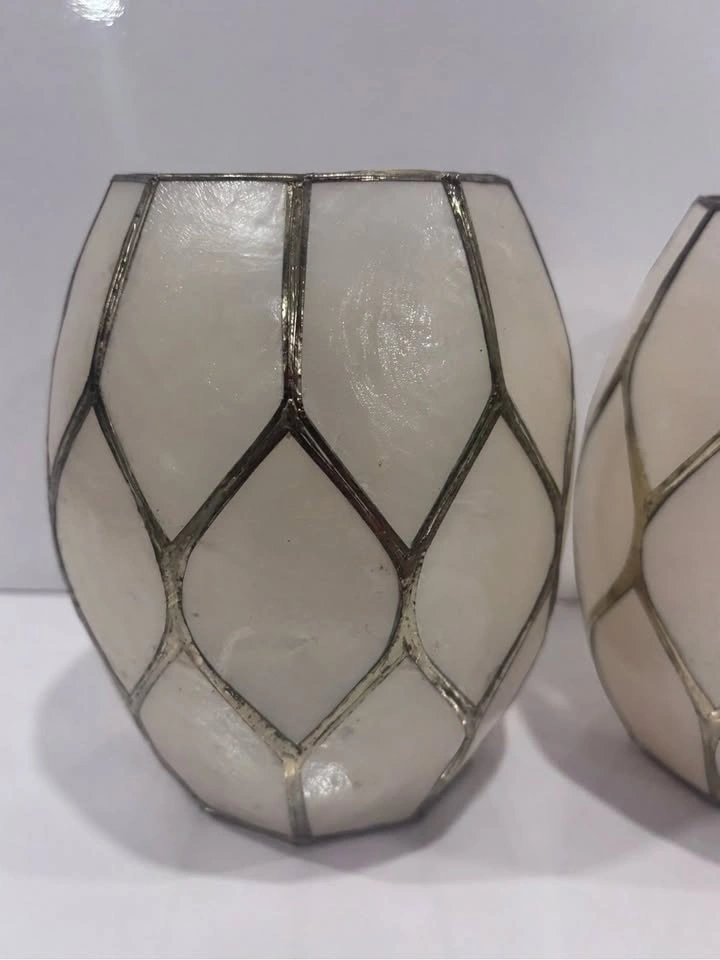 White Capiz Mosaic Votive Holders - Set of 2 - photo 2