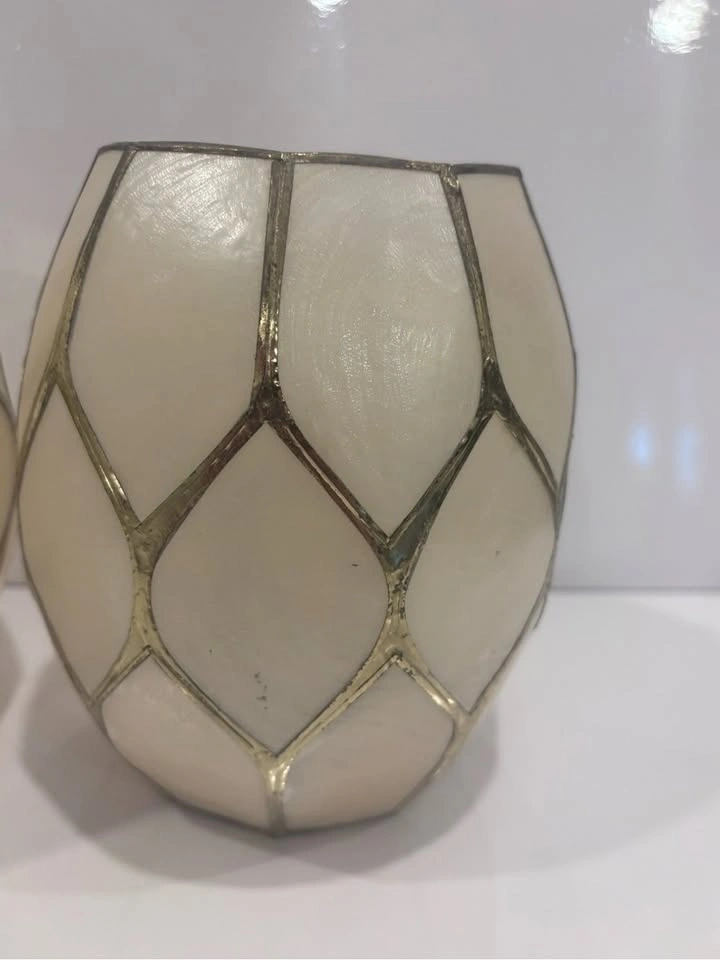 White Capiz Mosaic Votive Holders - Set of 2 - photo 3