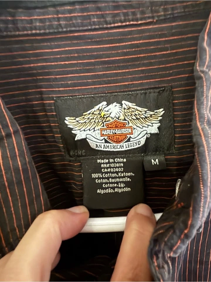 Harley Davidson Pre-Luxe Men’s M Button Shirt Black Orange - photo 3