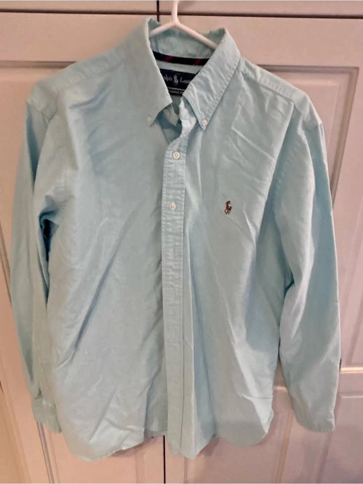 Ralph Lauren Men’s Classic Fit Oxford Shirt Large Aqua Blue