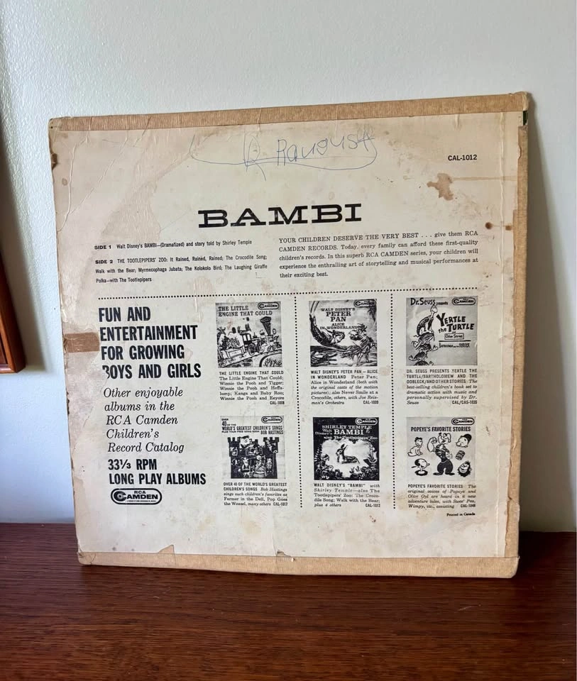 Walt Disney Bambi Shirley Temple Vintage Vinyl Record - photo 2
