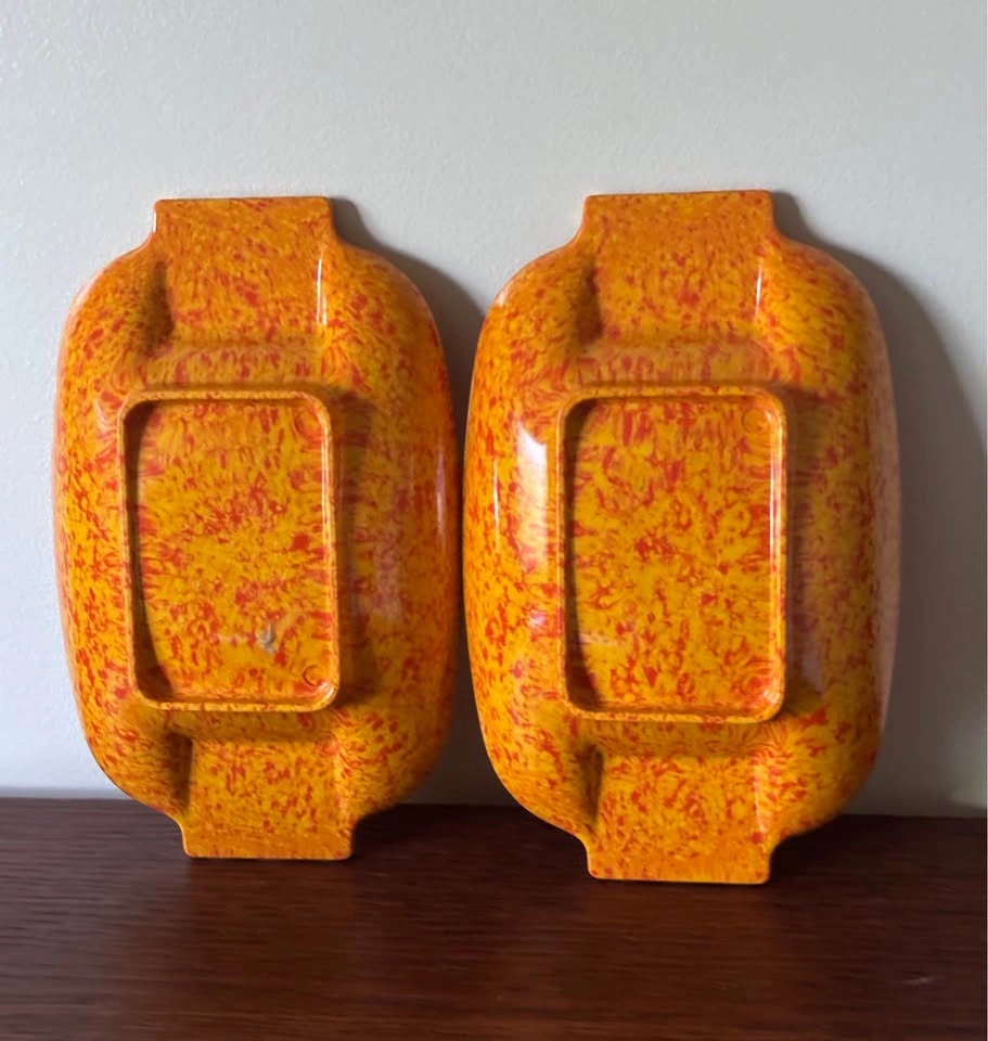 Vintage Irwin Willert No 100 Melamine Splatter Ashtrays Pair - photo 2