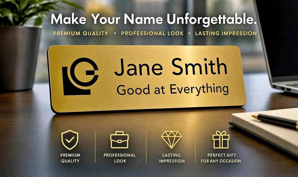 Custom Magnetic Name Badge, Engraved Logo for Team Uniform