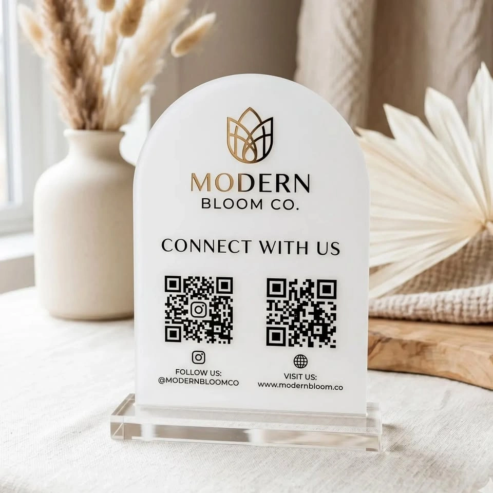 Personalized Acrylic QR Code Sign, Vibrant UV Printed Business D