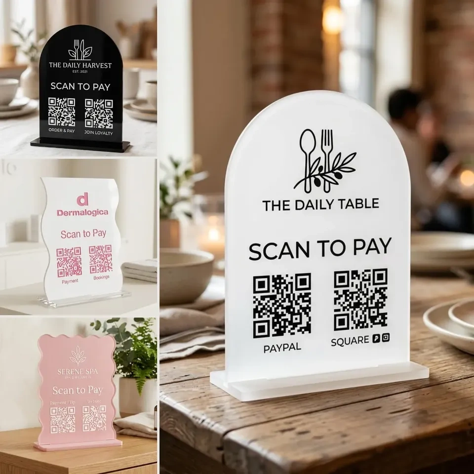 Personalized Acrylic QR Code Sign, Vibrant UV Printed Business D - photo 3