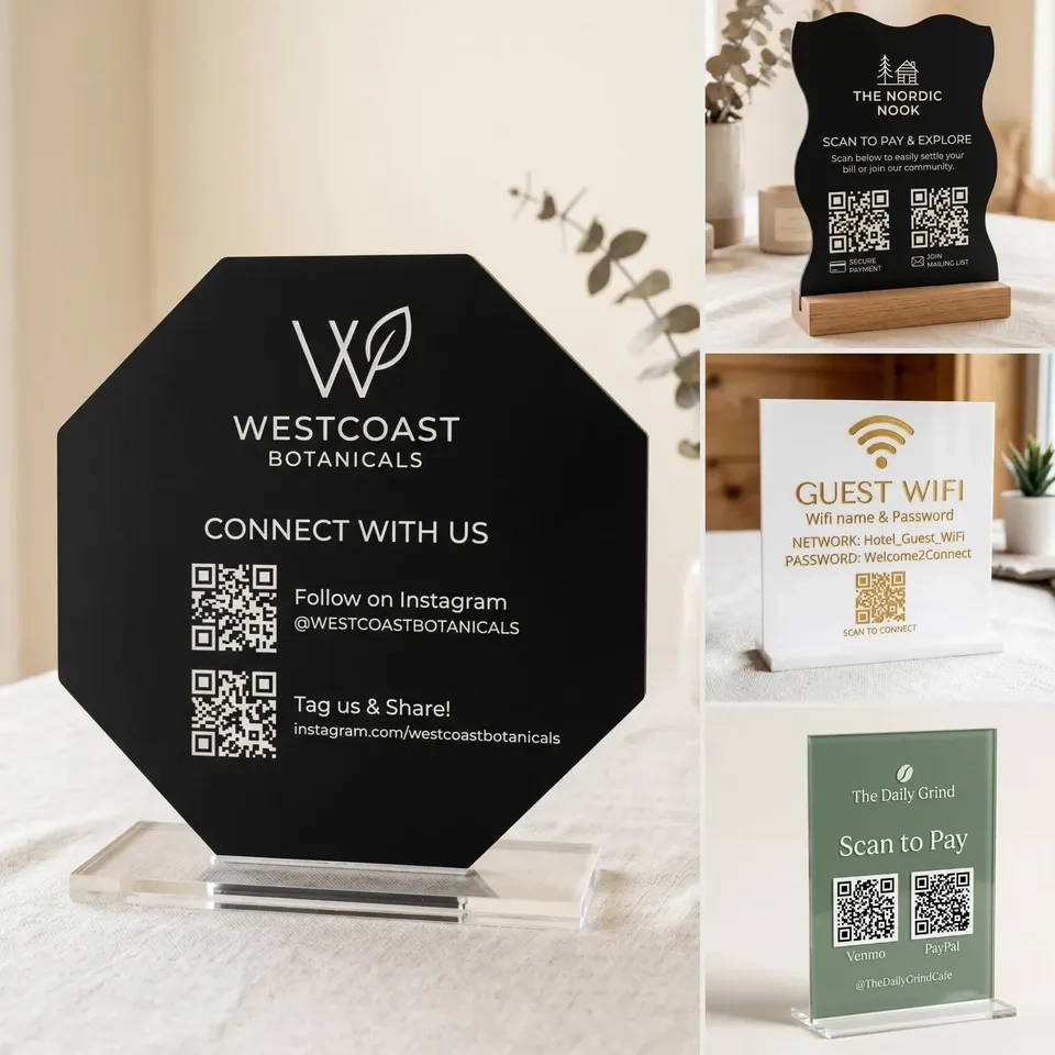 Personalized Acrylic QR Code Sign, Vibrant UV Printed Business D - photo 4
