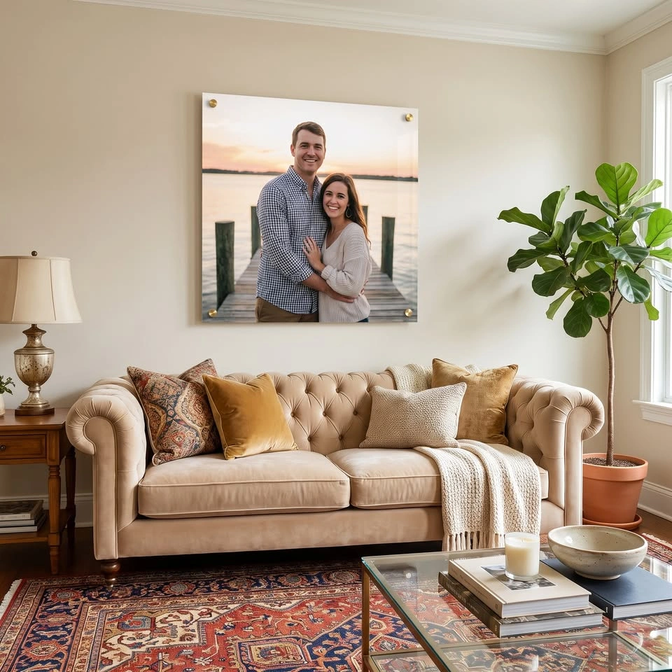 Personalized Couple Photo Acrylic Wall Art Print - photo 3