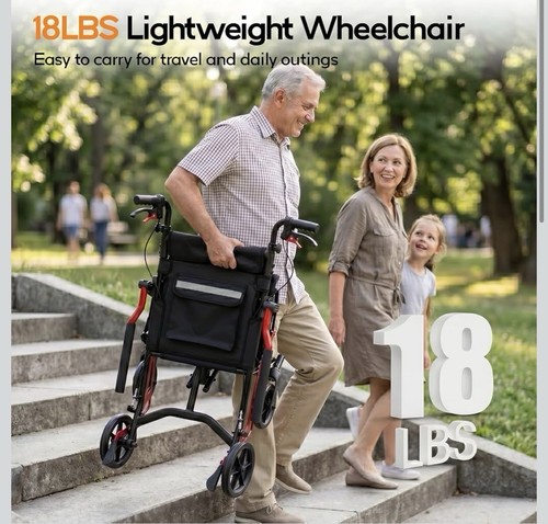 SOFTFISH 18LBS Lightweight Foldable Transport Wheelchair - photo 2