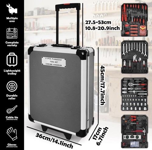 810 Pcs Tool Set Case Mechanics Kit Box Trolley - photo 2
