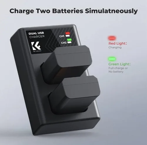 K&F CONCEPT NP-FW50 2 Batteries & Charger for Sony A6000-A6500 - photo 4
