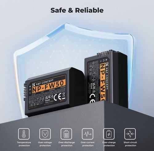 K&F CONCEPT NP-FW50 2 Batteries & Charger for Sony A6000-A6500 - photo 5