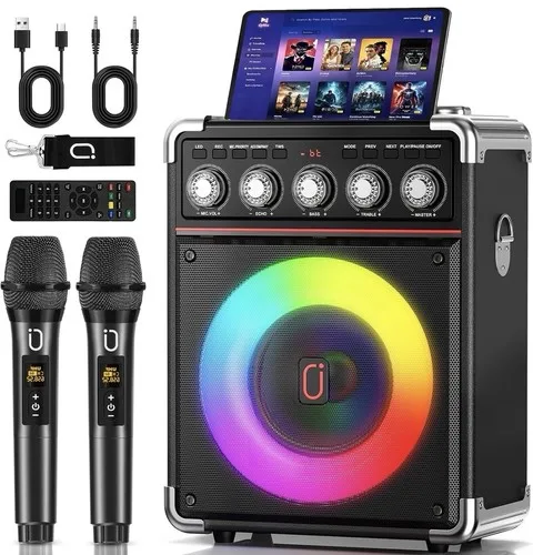 TX05 Karaoke Machine with 2 Wireless Microphones, 200W