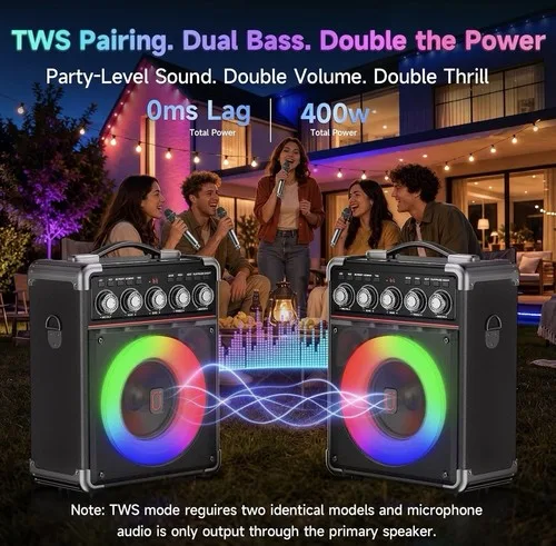 TX05 Karaoke Machine with 2 Wireless Microphones, 200W - photo 3