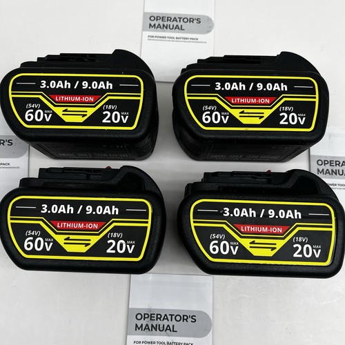 4x 9.0Ah 20V/60V MAX Batteries for DeWalt FlexVolt