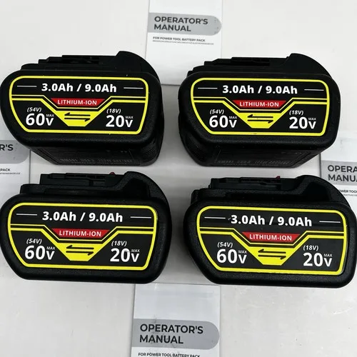 4x 9.0Ah 20V/60V MAX Batteries for DeWalt FlexVolt