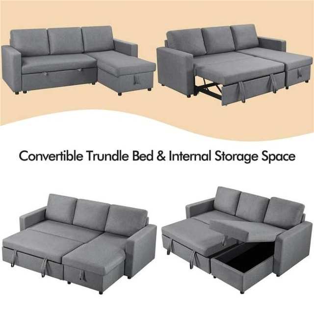 Affordable Brand New Comfy Grey Sofa Bed Convertible Storage Set - photo 2