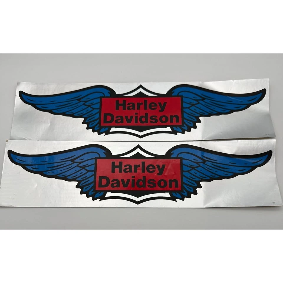 Vintage Harley-Davidson Silver Foil Wing Bumper Stickers